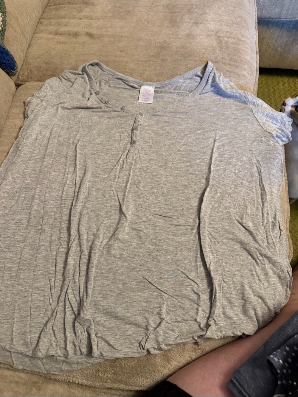 Light Gray pajama top black polkadots shorts
